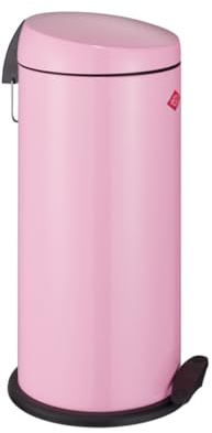 WESCO klassischer Tretabfallsammler CAPBOY MAXI in der Farbe pink, pulverbeschichtetes Stahlblech, Metalleinsatz aus 22 Liter Volumen, Kunststoff-Fußtritt