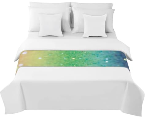 Morbuy Runner Letto Matrimoniale, Corridore Letto, Morbido Sciarpa e Federa da Letto, Stampa 3D Modern Scarf Runner Decorazione per Alberghi Hotel (Arcobaleno Scintillante,50x180cm)