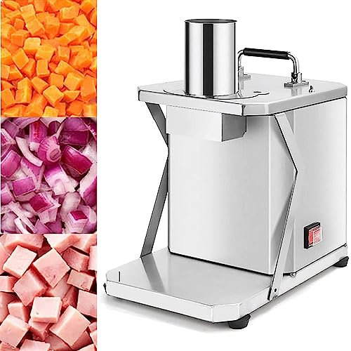 DRYIC Cortador de Verduras Comercial de Plata Cortador de Verduras automático eléctrico para Alimentos Picadora de Verduras de Alta Resistencia Acero Inoxidable para restaurantes, cantinas, hoteles