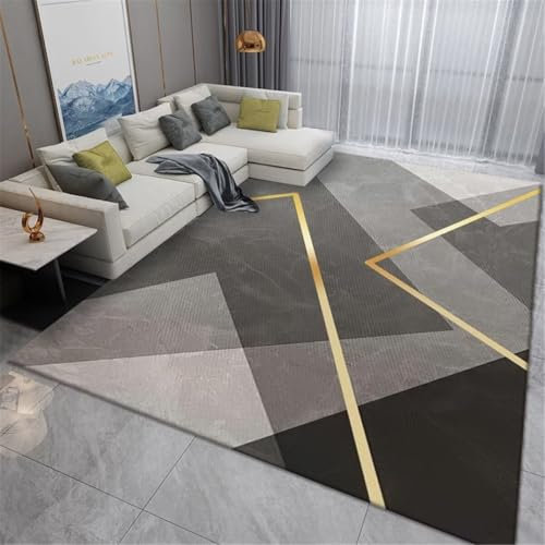 RUGMRZ Spiel Teppich Couch Klein Für Jugendzimmer Grau-gelbes geometrisches Design Sofa Schlafzimmer Antifouling Fleckerlteppich 100X200CM