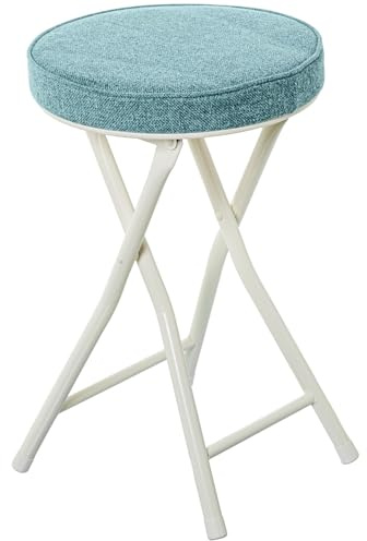 DRW Sgabello pieghevole in metallo e tessuto bianco e verde 30x30x49 cm