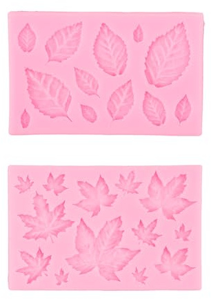 Tabanzhe Leaf Chocolate Mould-2PCS Silicone Fondant Mould Leaves Shape Candy Baking Mold for Fondant Chocolate Candy Jelly Cake Decoration DIY Baking Tools