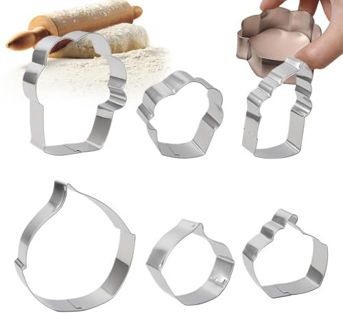 Cortador de galletas, cortador de galletas, 6 piezas Gadget de cocina de acero inoxidable para cortador Cake Pop, Gadget de cocina, herramientas de horno para la familia, los amigos, la casa, los