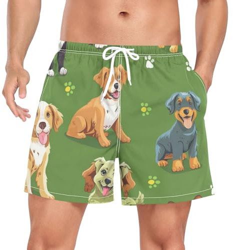 Badehose für Hunde und Herren, 2-in-1-Kompressionsfutter, schnell trocknend, Schwimmbrett, Strandshorts, mehrfarbig, L