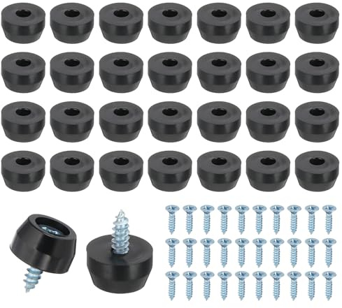 PATIKIL 28 Set Rubber Feet, 11x9x6mm Cutting Board Feet Non Slip Bumpers 3mm Screw on Rubber Feet Round Black Pads for Electronics Furniture Cutting Board Chairs Cabinet Sofa Speaker