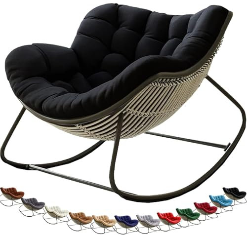 MCNDSI Schaukelstuhl Auflage wasserdicht Rattan Wohnzimmer, Bequemer Schaukelsessel Kissen Outdoor Indoor, Papasansessel Kissen Auflage Doppelt Für Garten, Terrasse(F2)