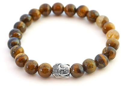 BERGERLIN Buddha Armband Damen Herren, Naturstein Edelstein, 8mm | Buddha Armband 8mm mit silbernem Charm: Edelstein Armband Damen & Herren, echt – vom deutschen Prüflabor bestätigt.