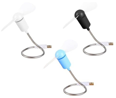 KARELLS Ventilador de cuello de cisne, plegable con cuello de cisne, 3 unidades, ventilador USB, ventilador de cuello de cisne, mini ventilador USB, con aspas suaves, para casa y oficina