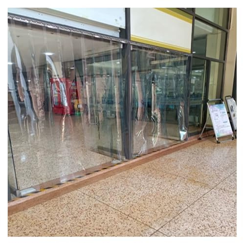 LINGDSWULING Cortinas Exterior Anti-rasguños Comercial Industrial Congelador Depósito Cortina Puerta Exterior PVC Transparente Almacén Fácil Instalación(53.15x114.17in/1.35x2.9m)