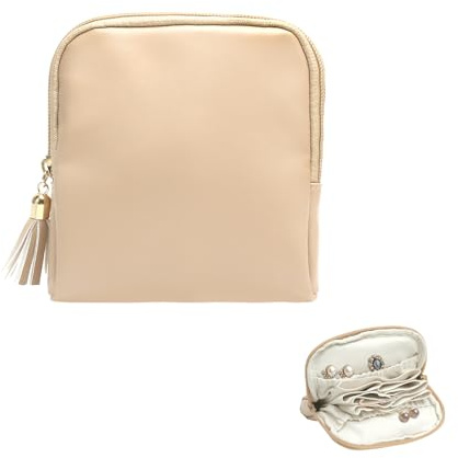 TNSLAND Neceser Joyas Viaje Mujer y Niña, Caja Joyero Pequeña en Piel Sintética Impermeable, Organizador Joyas Compartimentos, Estuche Portátil para Pendientes, Collares, Relojes, Monedero Maquillaje