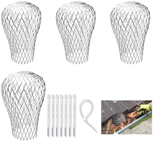AN-WATTY 8 stycken takrännor, lövskydd, fallrörsskydd, lövskydd takrännor, lövskydd för takrännor, bladfälla fallrör, för fallrör med en diameter på 3–15 cm