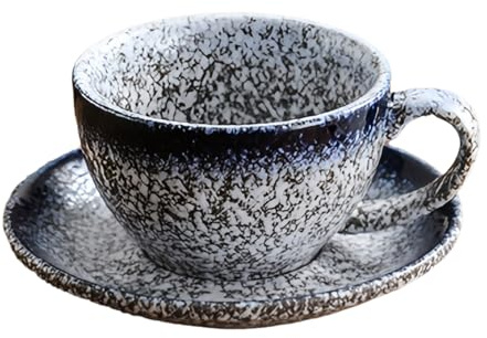 HUMOCHUSON Large Coffee Mug Ceramic Coffee Cup and Saucer Set Retro Japanese Latte Art Cappuccino Latte Cup - Blue - 300Ml