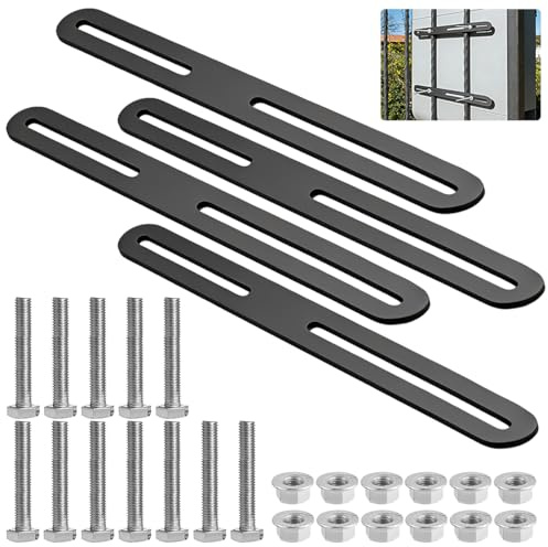 UHETLET 4 Stück Befestigungsset für Zaunbriefkasten Edelstahl 280x24mm Zaunbefestigung Flachverbinder mit Langlöchern Schrauben für Zaun Tor Stabil Briefkasten Zaunmontage Set zur Möbelreparatur