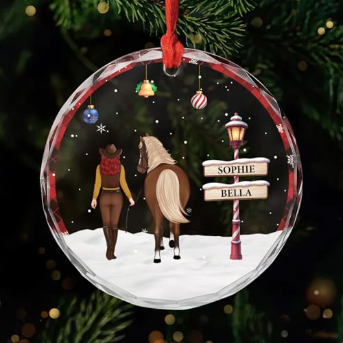 Geschenke Mall Personalisiertes Ornament - Pferde Hinterlassen Hufspuren In Deinem Herzen - Weihnachtsbaumschmuck Pferd, weihnachtskugeln Pferd, deko (Modell #2)