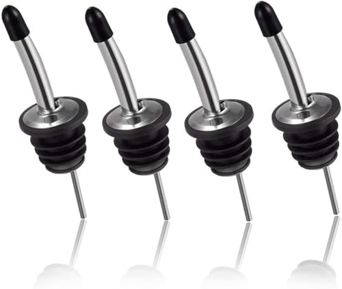 4 Pezzi Versatori In Acciaio Inox Metal,Tappo Versatore Dosatore Professionale,Versatori per Bottiglie di Liquore,versatore conico liquori,per Vino,Bevande,adatto alla maggior delle bottiglie