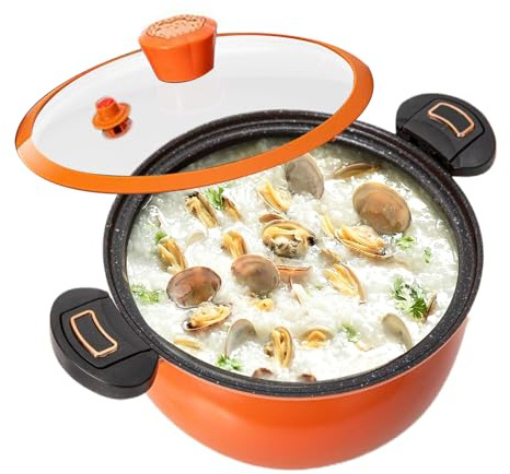 Aluminum Pressure Cooker Pot - Non Stick Induction Soup Stew Canner With Glass Lid, Fast Heating Cooking Stockpot, Safety Valve Large Capacity Kitchen Cookware For Gas Electric Stove Home Use