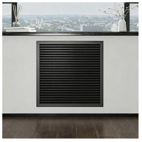 Wall Heater Cover Black Radiator Grille Minimalist Home Style Decorative Return Air Vent Plate Living and Dining Area(35.43 x 23.62in/900 x 600mm)