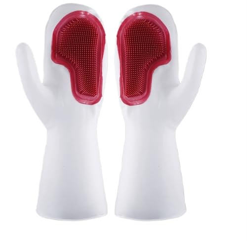 ITRHJTGP Rubber Gloves 2 pares de guantes limpieza silicona for cocina, reutilizables for fregar platos, utensilios for el hogar y baño para todo tipo de tareas de limpieza(Red)