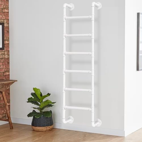 WXPGFEQ White Wrought Iron Attic Bed Step Ladder 47 63 Safe Climbing Ladder with Mounting Fittings for Home Loft Durable and Stylish Design for Easy Access