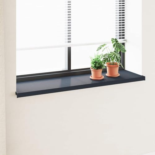 GeenYuu davanzale antracite con venature del legno in PVC 120 x 40 x 4,5 cm, impermeabile per interni ed esterni, facile montaggio con colla, facile da pulire e ritagliabile