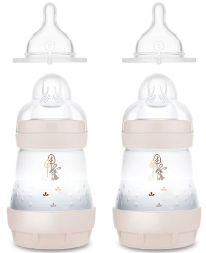 MAM Economy Set III Anti-Colic Starter Set with Anti-Colic Bottles Set + 2 Teats Size 0 Slowest Flow Rate Breast-Milk, pre-Formula