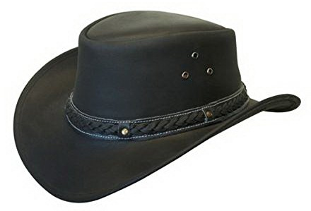 Infinity Leather Cappello Nero Safari in Pelle Occidentale Unisex in Stile Cowboy Australiano XXL