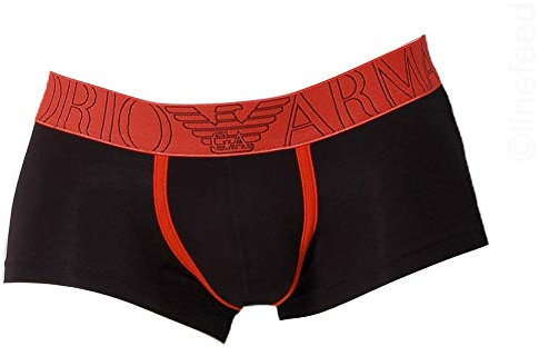 Emporio Armani Herren Men's Stretch Cotton Magnum Trunk Badehose, schwarz, Medium