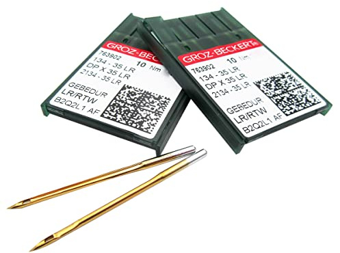 GROZ-BECKERT NEEDLE -20piezas Groz-Beckert 134-35LR, DPX35LR Agujas de coser de cuero de titanio Gebedur (21/130)