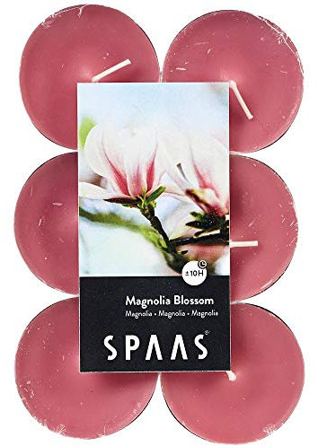 Spaas 12 Maxi Teelichter, ± 10 Stunden-Magnolia Blossom, Paraffinwachs, Zartrosa, D 58 mm x H 24 mm, 0392103.174