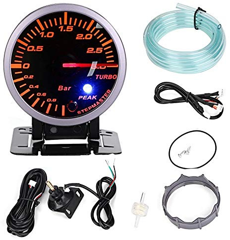 KSTE Turbo Boost Gauge, 2.5inch 60mm 3.0 Bar LED Car Modification Turbo Boost Gauge Meter Pointer DC12V