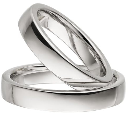 Partnerringe Silber 925 Paarpreis Massiv 4 mm Breite Nickelfrei Freundschaftsringe Trauringe Eheringe 100% Made in Germany- Inkl. Gratis Etui + Gravur (Hochglanz Poliert)