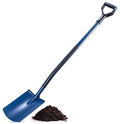 KADAX Spaten, Schaufel mit D-Griff, Gärtnerspaten zum Graben, Schaufel mit Metallstiel, Grabschaufel, Grabspaten für Garten, Gartenschaufel (Rund)