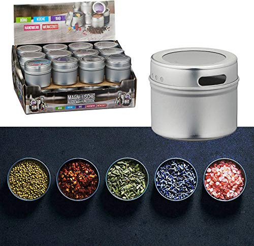 Cepewa Aufbewahrungsdosen magnetisch 2 x 6er Set Gewürzdosen Gewürzbehälter Mehrzweckdose Dosen (2 x 6er Set Aufbewahrungsdosen)