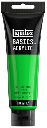 Liquitex 8870069 Basics Acrylfarbe Grün Fluo – 118ml Tube, lichtecht, mittlere Viskosität, seidenglänzend, monopigmentiert, Archivqualität