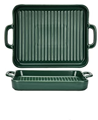 cooking teglia forno 2 PCS Rettangolo Cassetto da forno Porcellana Piatto da forno con maniglie for pollo Patate al forno Riso Cooking Bakeware Pan (700 / 900ml) teglie da forno per lasagne