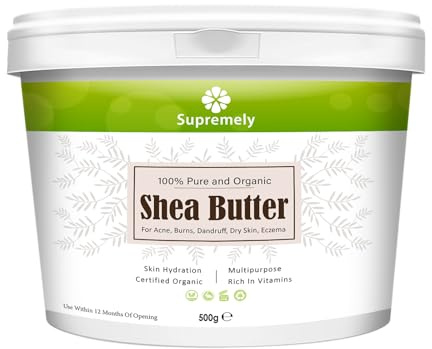 Supremely 100% Organic Shea Butter 500g, Pure Unrefined A Grade African Ivory All-Natural, Body Butter Moisturizer Cream Lotion for All Skin Face Hair Type
