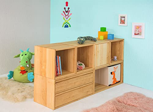 Original Laura Raumteiler Regalwand Regalwürfel von BioKinder® | Regalwand, formschön, ergonomisch | aus 100% Massivholz, mit bioola natürlich geölt, Erle