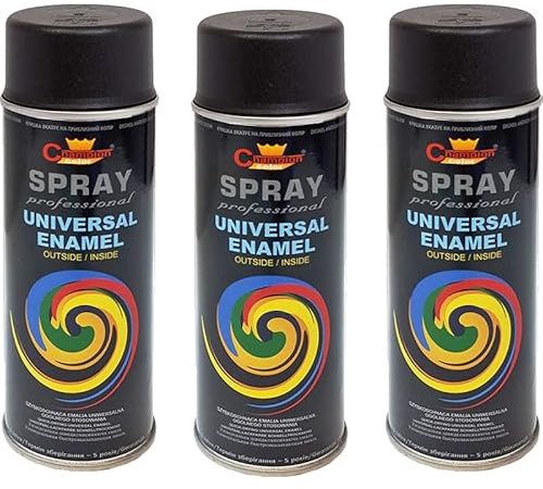 VE-INDUSTRIES Lackspray nach RAL 3er Sparpack Spraydose 400ml Buntlack für Holz, Metall (9011 Graphitschwarz Matt)