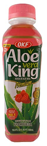Bebida de aloe vera King, frambuesa, pack de 20 unidades (20 x 500 ml) con depósito desechable