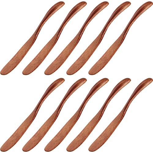 CHWAIKA Buttermesser Streuer Holz Butterstreuer Messer 10er Set Buttermesser für Erdnussmarmelade Käse (BK-02)