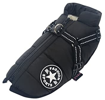 Ectkuee Manteau d'hiver Imperméable avec Harnais pour Chien Veste Costume Chaud Vêtements Chiot Animaux Gilet Réfléchissant Coupe-Vent pour Petit Moyen (Anneau en D Durable)