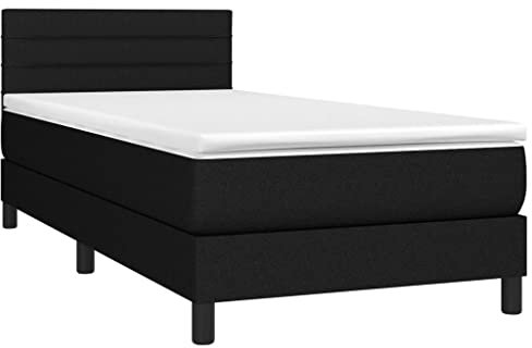 vidaXL Boxspringbett mit Matratze Bett Einzelbett Polsterbett Bettgestell Lattenrost Bettrahmen Schlafzimmerbett Hotelbett Schwarz 90x200cm Stoff