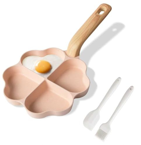 Caannasweis 4-Cup Nonstick Egg Frying Pan, Healthy Granite Omelette Pan Egg Cooker Pan Egg Skillet for Breakfast, Pancake, Plett pan, Crepe Pan, Suitable For Gas Stove & Induction Cookware (Pink)