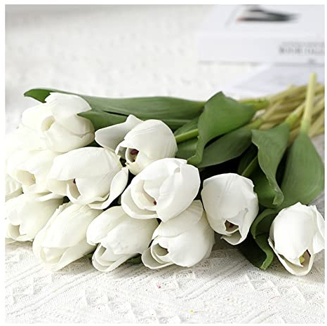 Yurosiay 10 Stück Künstliche Tulpen Wie Echt Gefälschte Tulpen Real Touch Tulpenstrauß Seiden Tulpen Einzelstiel Kunst Tulpe Deko Tulpen Wie Echt für Hochzeit Hause Party Büro