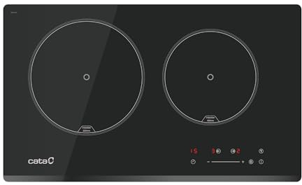 Cata IB 2 PLUS BK Plaque à induction 2 zones de cuisson Commande tactile avec avertissement sonore 9 niveaux de puissance réglables + fonction Booster Timer pour chaque zone Largeur 59 cm Couleur Noir