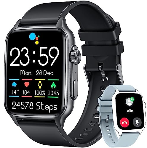 Smartwatch Herren Uhr Fitnessuhr Armbanduhr: 2,0 Touchscreen Smart Watch Uhren mit Telefonfunktion Blutdruck Schrittzähler Wasserdicht Sportuhr Fitness Tracker Herzfrequenz Kompatibel Android iOS