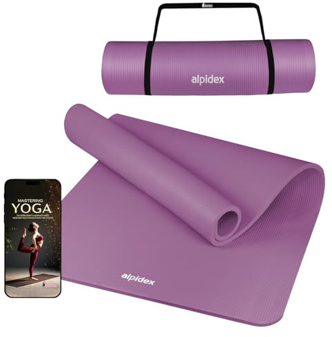 ALPIDEX Tapis de Yoga Épais 1,5 cm 3 Largeurs E-Book Matelas Sport Gymnastique Antidérapant sans Phtalates Sangle Transport Pilâtes Gym Aérobic Stretching Entraînement, Pink, 190 x 80 x 1.5 cm