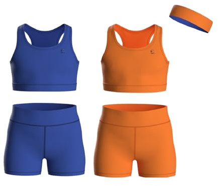 Essenclo Ärmlösa maglinnen och cykelshorts för flickor, atletiskt 5-delat | Ärmlösa atletiska kläder för flickor, cheerleading, volleyboll, 5 st