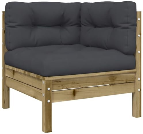 vidaXL Garten Ecksofa, Modular Sofa mit Kissen, Gartensofa Gartensessel mit Lattenrost, Lounge Sessel Gartenmöbel, Kiefernholz Imprägniert