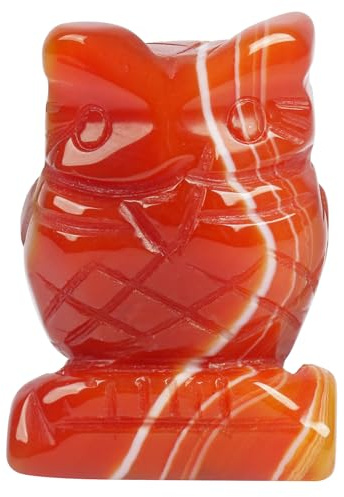 Lovionus89 Karneol Eule Figur Handgeschnitzt aus Naturstein 40mm – Heilkristall Edelstein Deko für Schreibtisch, Sammler & Geschenk, Glücksbringer Symbol Weisheit